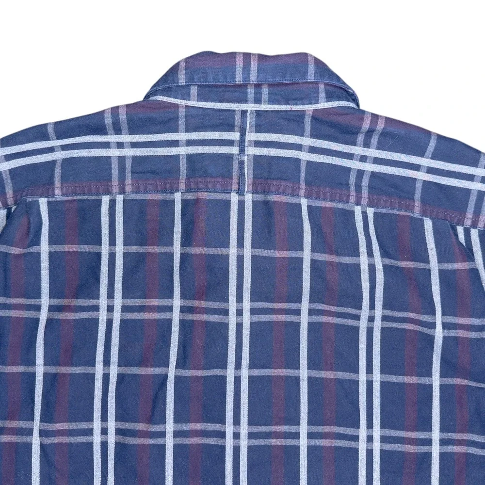 Banana Republic Luxe Flannel Men's XL Blue Plaid Camden Fit Button‎ Down Shirt